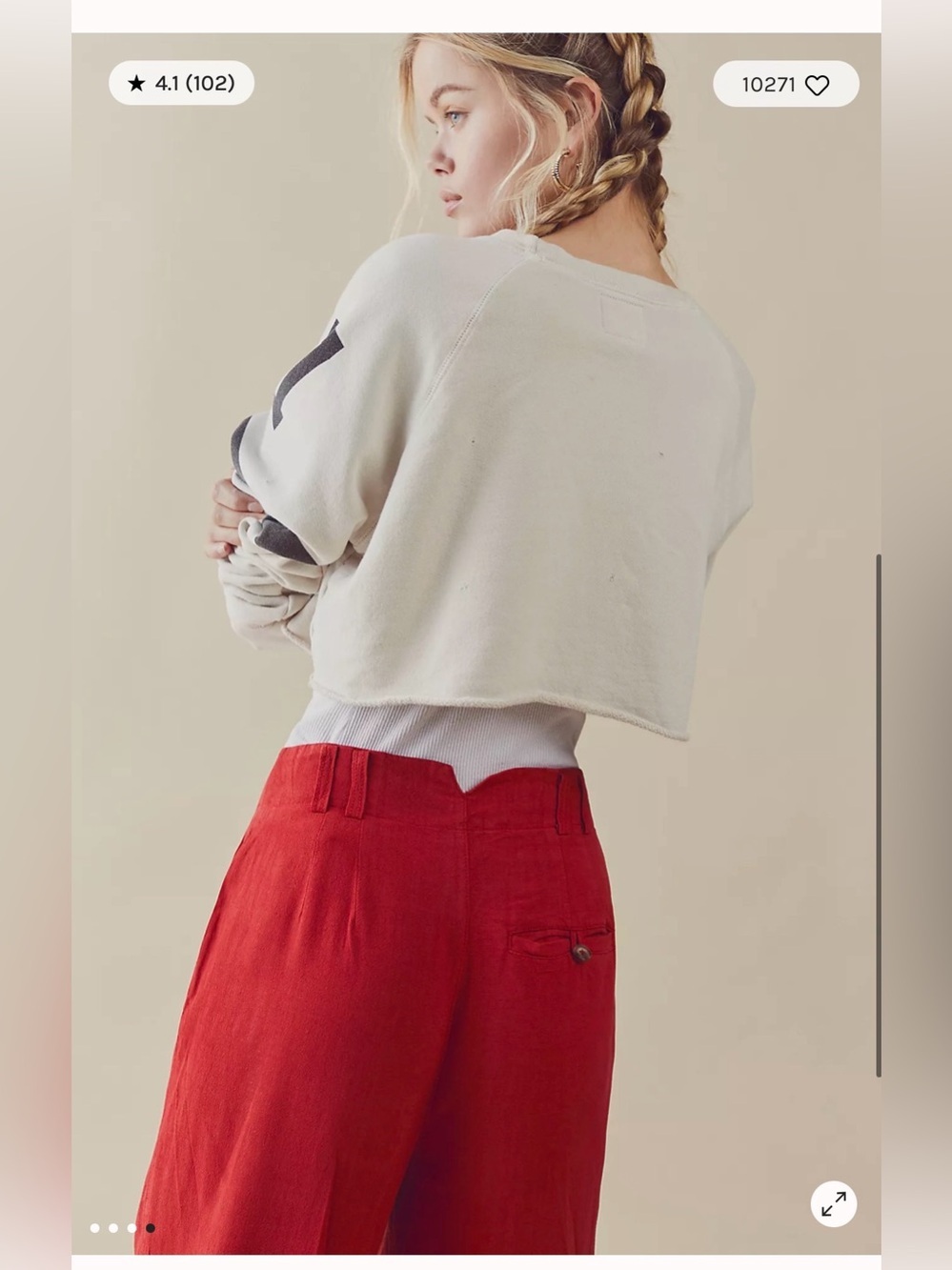 Free People Calla Pleated Trousers Linen Blend Red , size 4 - Picture 4 of 10